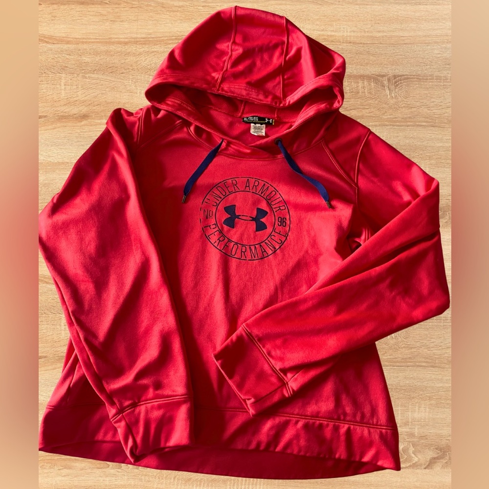 Under Armour Warm Red and Navy Loose Fit Hoodie